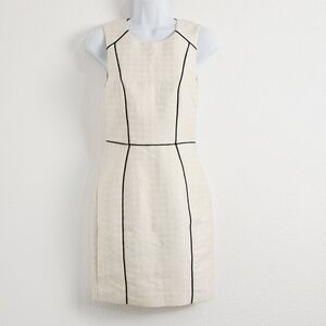 H&M Cream Sleeveless Sheath Dress with Black Piping